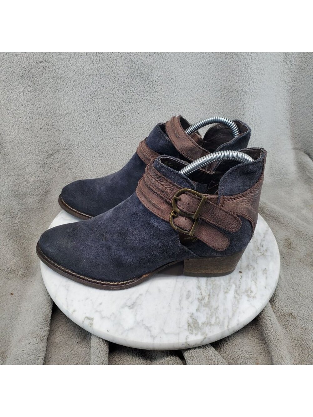 Rebels Shoes Womens Size 6.5 Navy Blue Leather Calista Ankle Boots *Read*